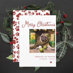 Anpassningsbarna Cute Hund Photo Personlig God jul Julkort