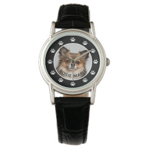 Anpassningsbarna Cute Hund Photo Pet Namn Tass avt Armbandsur