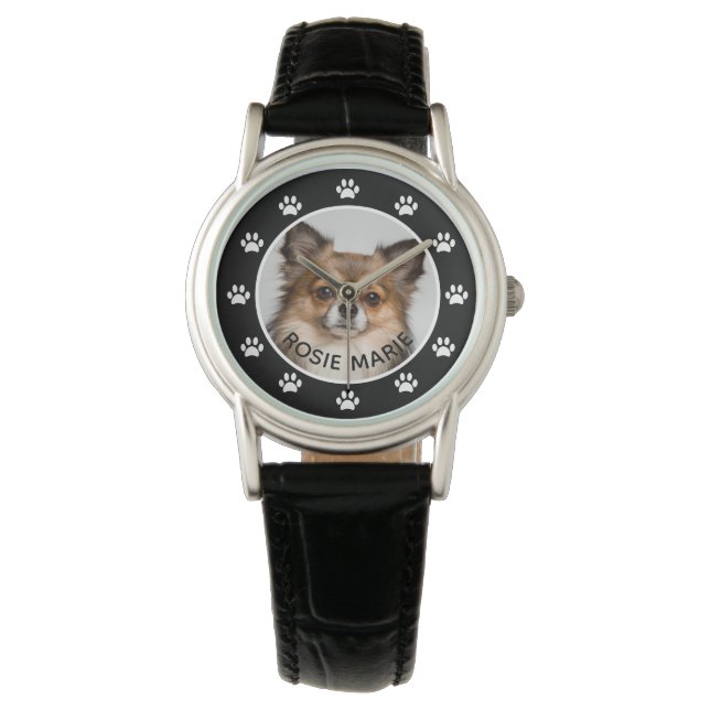 Anpassningsbarna Cute Hund Photo Pet Namn Tass avt Armbandsur (Framsida)