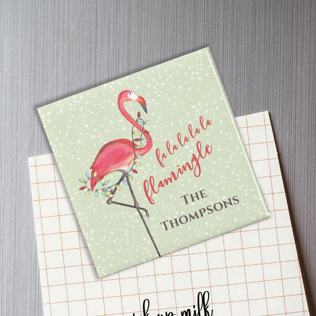 Anpassningsbarna Cute jul Beach Flamingo Magnet (Christmas cute pink flamingo customized magnet. )