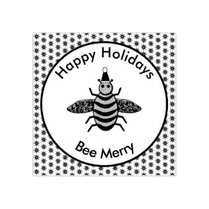 Anpassningsbarna Cute Jul Bee och Poinsettia Flowe Stämpel