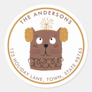 Anpassningsbarna Cute jul Kattunge Sparkler Runt Klistermärke