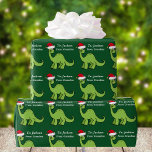 Anpassningsbarna Cute jul Kids Dinosaur Santa Presentpapper<br><div class="desc">Fantastisk gröntens dinosauriejul är papper. Den här apatosaurus ser väldigt söt ut i en helgdag röd julhatt med lite leende. Jag gillar förhistoriska juldjur och presenter som barn kommer att göra kärlek. Anpassa den här presenten med mottagarens namn för att göra den ännu mer personlig.</div>