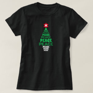 Anpassningsbarna Cute Jul Peace Träd Initial Black T Shirt