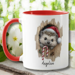 Anpassningsbarna Cute jul Peeking Hedgehog Santa H Mugg