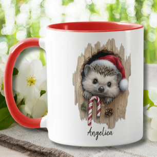 Anpassningsbarna Cute jul Peeking Hedgehog Santa H Mugg