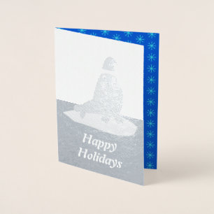 Anpassningsbarna Cute jul Walrus och Snöflingor Folierat Kort