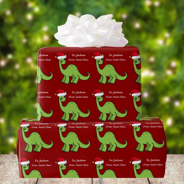 Anpassningsbarna Cute Kids jul Red Dinosaur Presentpapper (Skapare uppladdad)