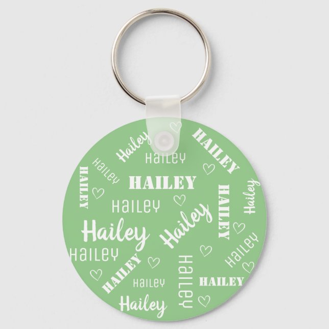 Anpassningsbarna Cute Mint Grönt Ord Art Cloud Hea Nyckelring (Framsida)
