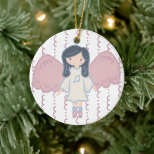 Anpassningsbarna Cute Pastel jul Angel år Julgransprydnad Keramik