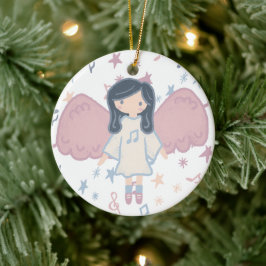 Anpassningsbarna Cute Pastel jul Angel år Julgransprydnad Keramik