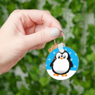 Anpassningsbarna Cute Penguin Tecknad Snö Flakes Nyckelring
