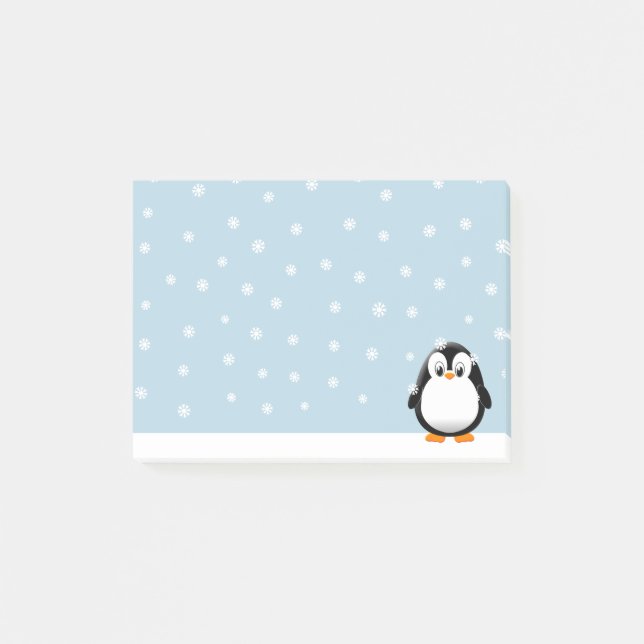 Anpassningsbarna Cute Penguin Tecknad Snö Flakes Post-it Block (Framsida)