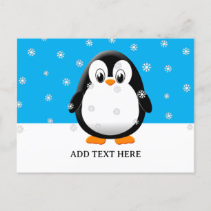 Anpassningsbarna Cute Penguin Tecknad Snö Flakes Vykort