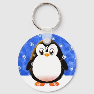 Anpassningsbarna Cute Rosa Penguin Tecknad Snö Fla Nyckelring