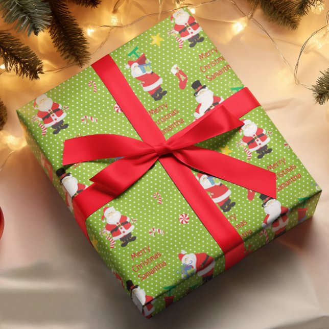 Anpassningsbarna Cute Santa Personlig God jul Presentpapper (Skapare uppladdad)