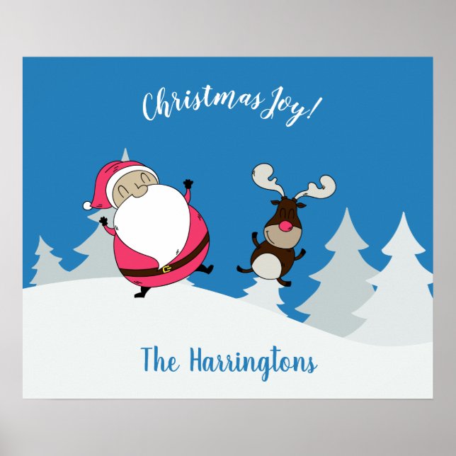 Anpassningsbarna Cute Santa & Reindeer poster (Framsidan)