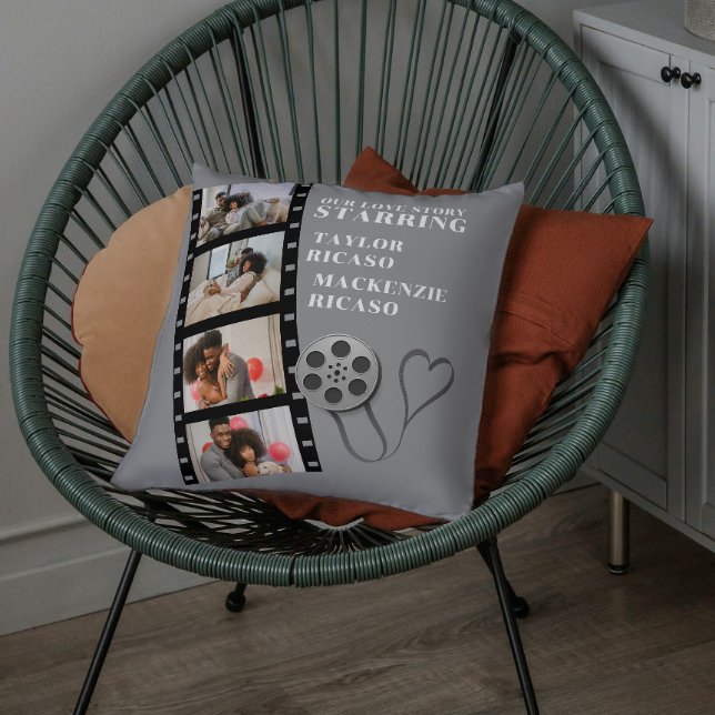 Anpassningsbarna DIY Personlig för fotokollage Mov Kudde (Photo Collage Movie Strip Personalized DIY Custom Throw Pillow by Ricaso. Add own text and pics)