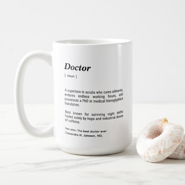 Anpassningsbarna doktor Funny Dictionary Definitio Kaffemugg (Med munk)