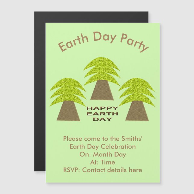 Anpassningsbarna Earth Day Träd Magnetisk Inbjudningskort (Fram/baksida)