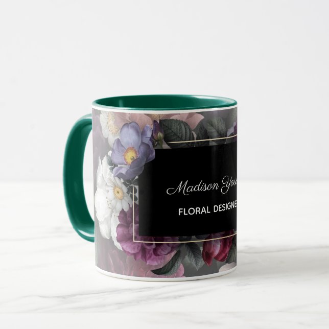 Anpassningsbarna elegant Blommigt Designer Mugg (Framsida vänster)