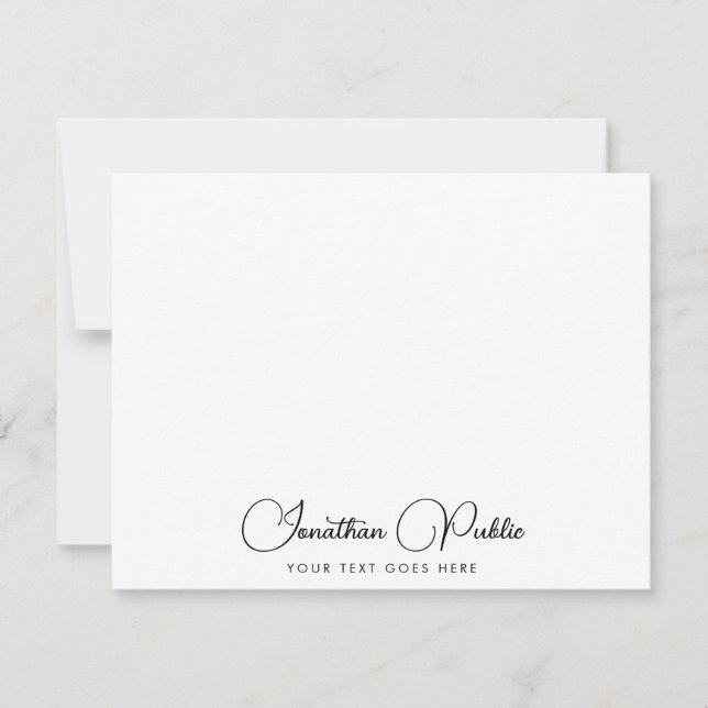 Anpassningsbarna elegant Calligraphy Script Namn-m Anteckningskort (Framsida)