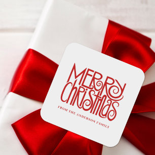 Anpassningsbarna elegant Red Script God jul Fyrkantigt Klistermärke
