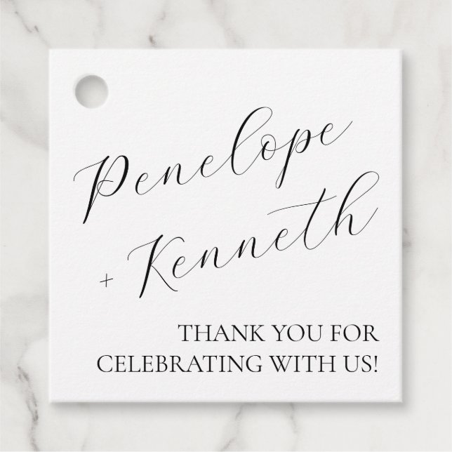 Anpassningsbarna elegant Script Calligraphy White  Gåvor Etiketter (Framsida)