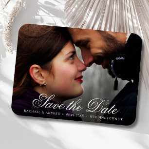 Anpassningsbarna elegant Skript Foto Spara datum B Magnet