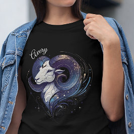 Anpassningsbarna elegant Watercolor Aries Zodiac T Shirt