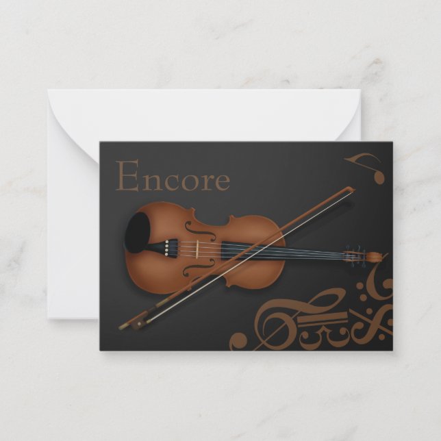 anpassningsbarna "Encore" Brown Violin & Bow Elega Anteckningskort (Framsida)