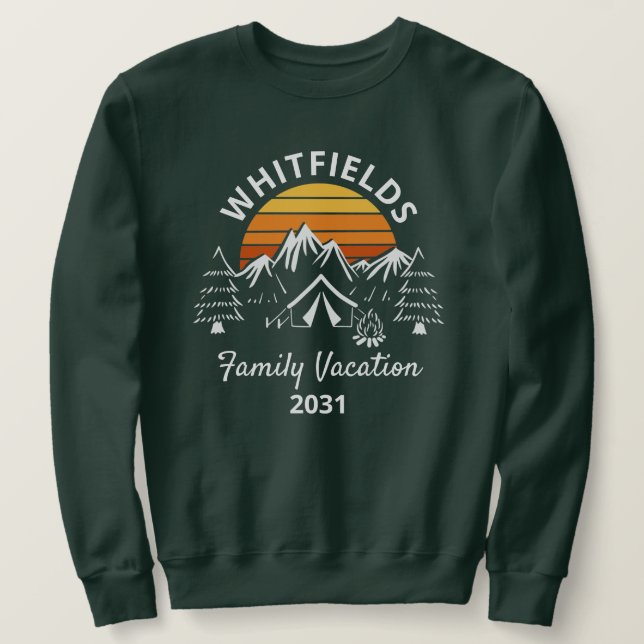 Anpassningsbarna Family Camping Vacation Family Na Lång Ärmad Tröja (Design framsida)