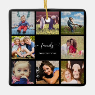 Anpassningsbarna Family Photo Collage Black Julgransprydnad Keramik
