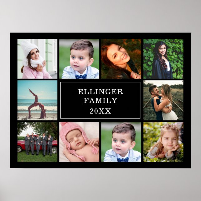 Anpassningsbarna Family Photo Collage Black Poster (Framsidan)