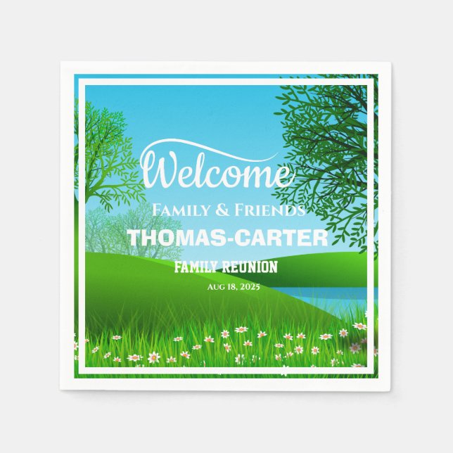 Anpassningsbarna Family Reunion Nature Scene Sjö Pappersservett (Framsidan)