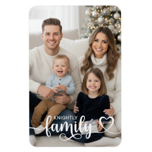 Anpassningsbarna Family Script Photo Heart Namn Magnet