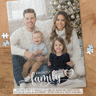 Anpassningsbarna Family Script Photo Heart Namn Pussel