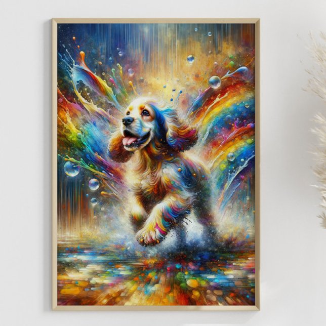 Anpassningsbarna Färgfull Cocker Spain Rainbow Spl Poster (Framed Example)