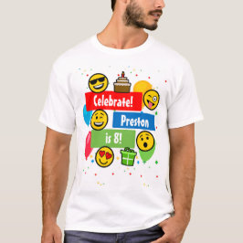 Anpassningsbarna Färgfyllda Emoji Födelsedagsfest  Tee Shirt