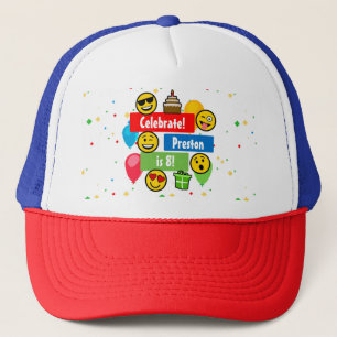 Anpassningsbarna Färgfyllda Emoji Födelsedagsfest Truckerkeps
