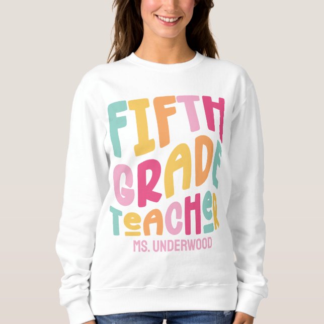 Anpassningsbarna Färgtext för femte Klass-läraren T Shirt (Framsida)