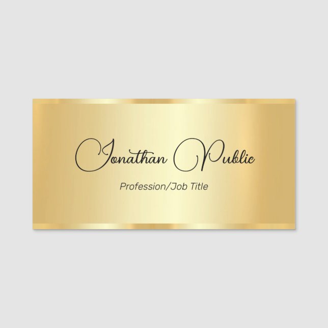 Anpassningsbarna Faux Guld skriptmall Calligraphed Namnbricka (Framsida)