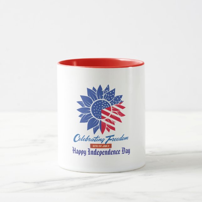 anpassningsbarna "Firande Freedom" Patriotic Solro Mugg (Center)