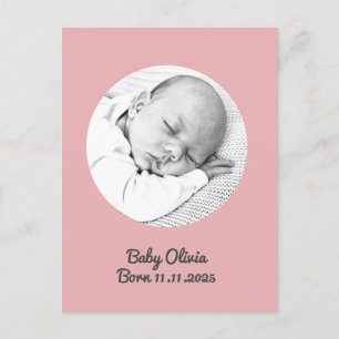 anpassningsbarna "Flicka Birth - Rosa Photo & Namn Vykort