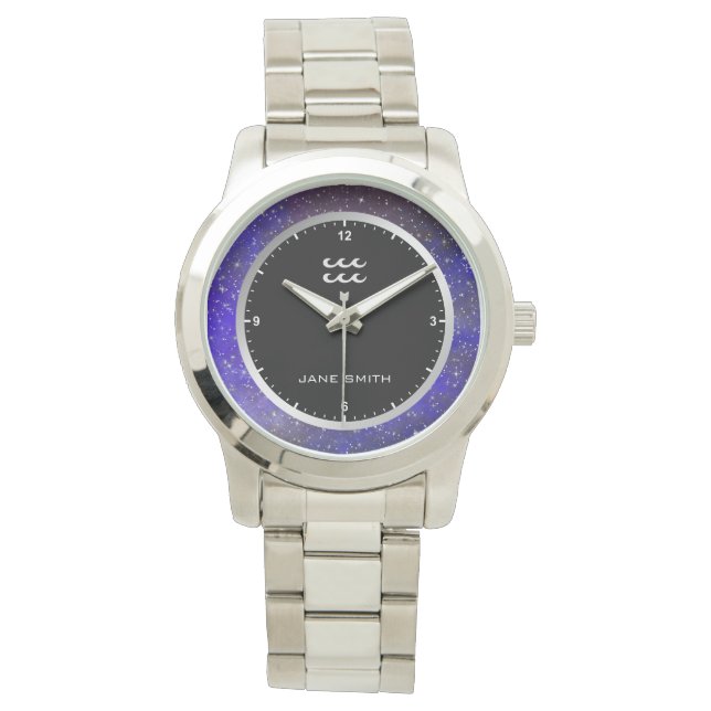 Anpassningsbarna för Aquarius Zodiac-tecken Symbol Armbandsur (Framsida)
