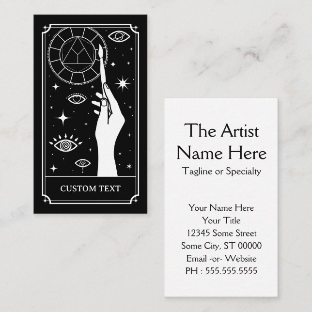 anpassningsbarna för artistens tarot visitkort (Fram/baksida)
