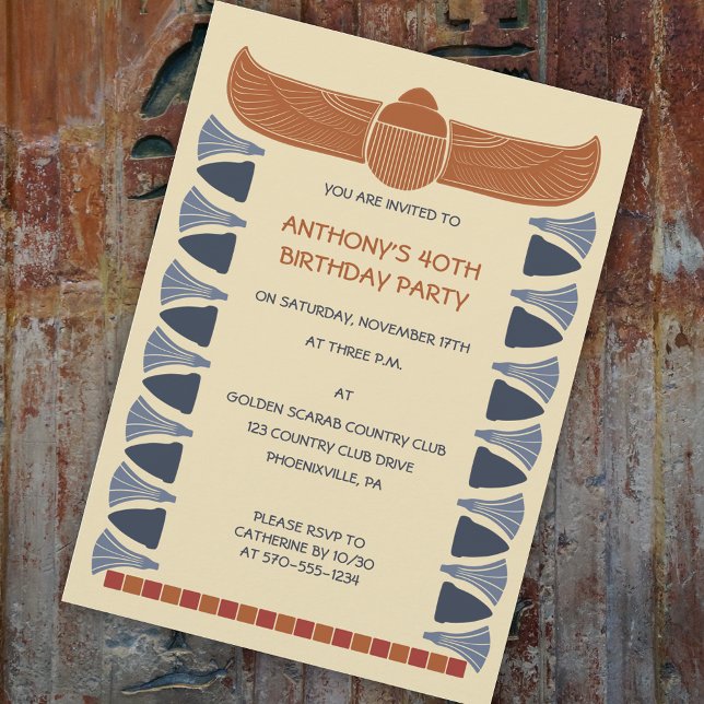 Anpassningsbarna för den antika egyptiska Scarab B Inbjudningar (Skapare uppladdad)