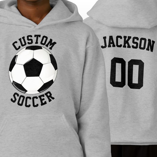 Anpassningsbarna för fotbollsspelare Namn & Jersey T Shirt (Custom boys soccer team hoodie with personalized team name, player name and jersey number.)