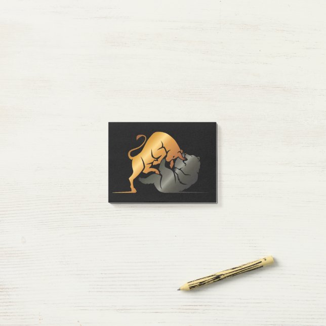 Anpassningsbarna för handel på marknaden i Bull oc Post-it Block (On Desk)