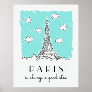 Anpassningsbarna för illustration av Eiffel Torn p Poster